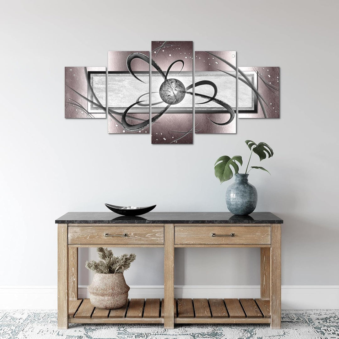 Runa Art Wandbilder Abstrakt 5 Teilig Bild auf Vlies Leinwand Deko Wohnzimmer Schlafzimmer Perlen Gr