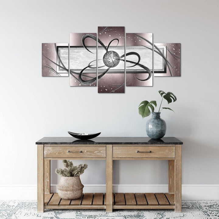 Runa Art Wandbilder Abstrakt 5 Teilig Bild auf Vlies Leinwand Deko Wohnzimmer Schlafzimmer Perlen Gr