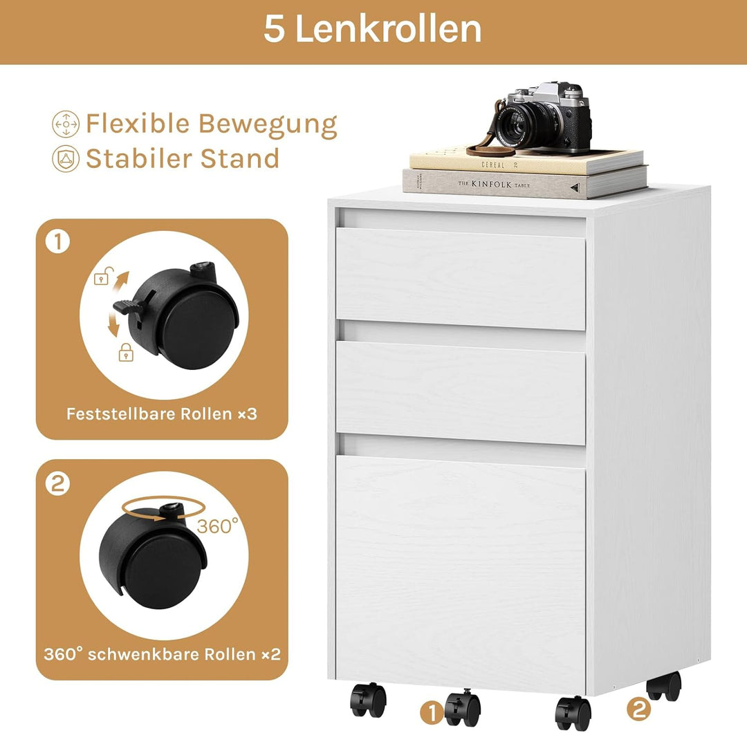 WOLTU mobiler Aktenschrank, Schrank für Aktenordner, Aufbewahrungsschrank im Büro, Büroschrank mit R