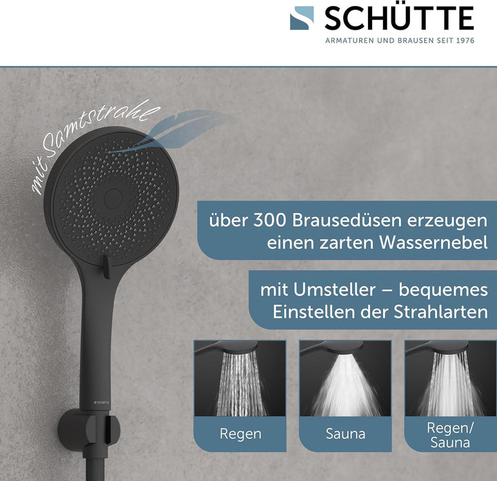 SCHÜTTE Handbrause CAPRI mit Samtstrahl-Technologie | Duschkopf mit über 300 Düsen und 3 einstellbar