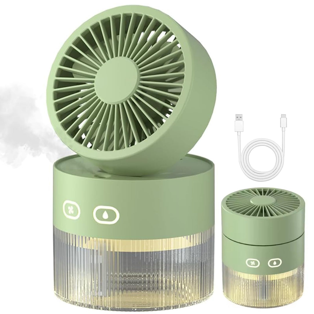 Portable Misting Fan With 3 Speeds &amp; Night Light, 2-in-1 Tischventilator und Luftbefeuchter, Faltbar