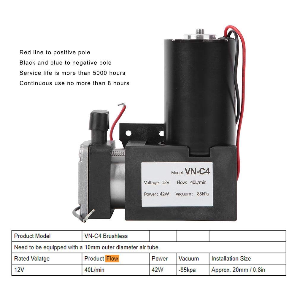 Vakuumpumpe, VN-C4 DC 12V Mini-Vakuumpumpe Stumm bürstenlose Vakuumpumpe Mechanisches Zubehör Stumm
