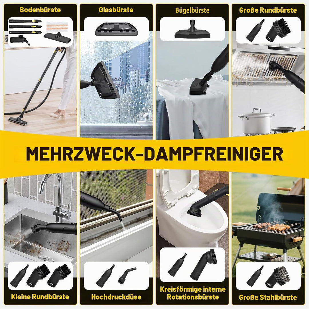 Dampfreiniger Handgerät Dampfdruck: 5 Bar,Leistung: 2000 W,Tank: Max 2 L mit 23 Zubehörteile Dampfre