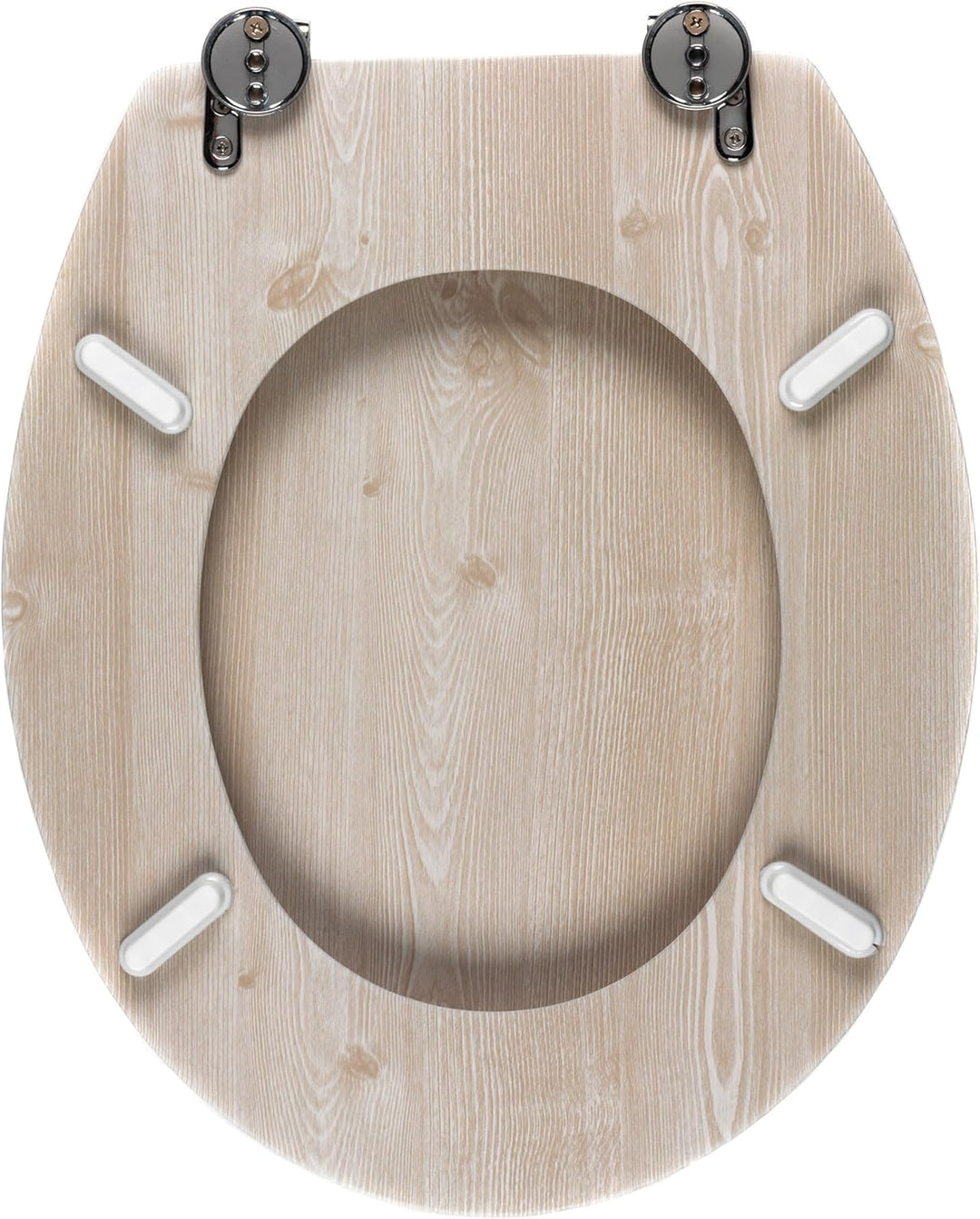 Beldray LA033710WOAK Toilettensitz aus Eiche weiss - 370 x 430 mm, Easy Fit 18 Zoll feuchtigkeitsbes