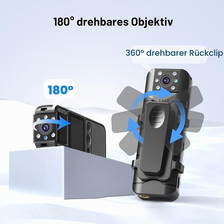 BOBLOV Bodycam Körperkamera Mini 4K Bodycam - HD Body Cam Mini Videokamera POV Vlog Kamera für Aufna