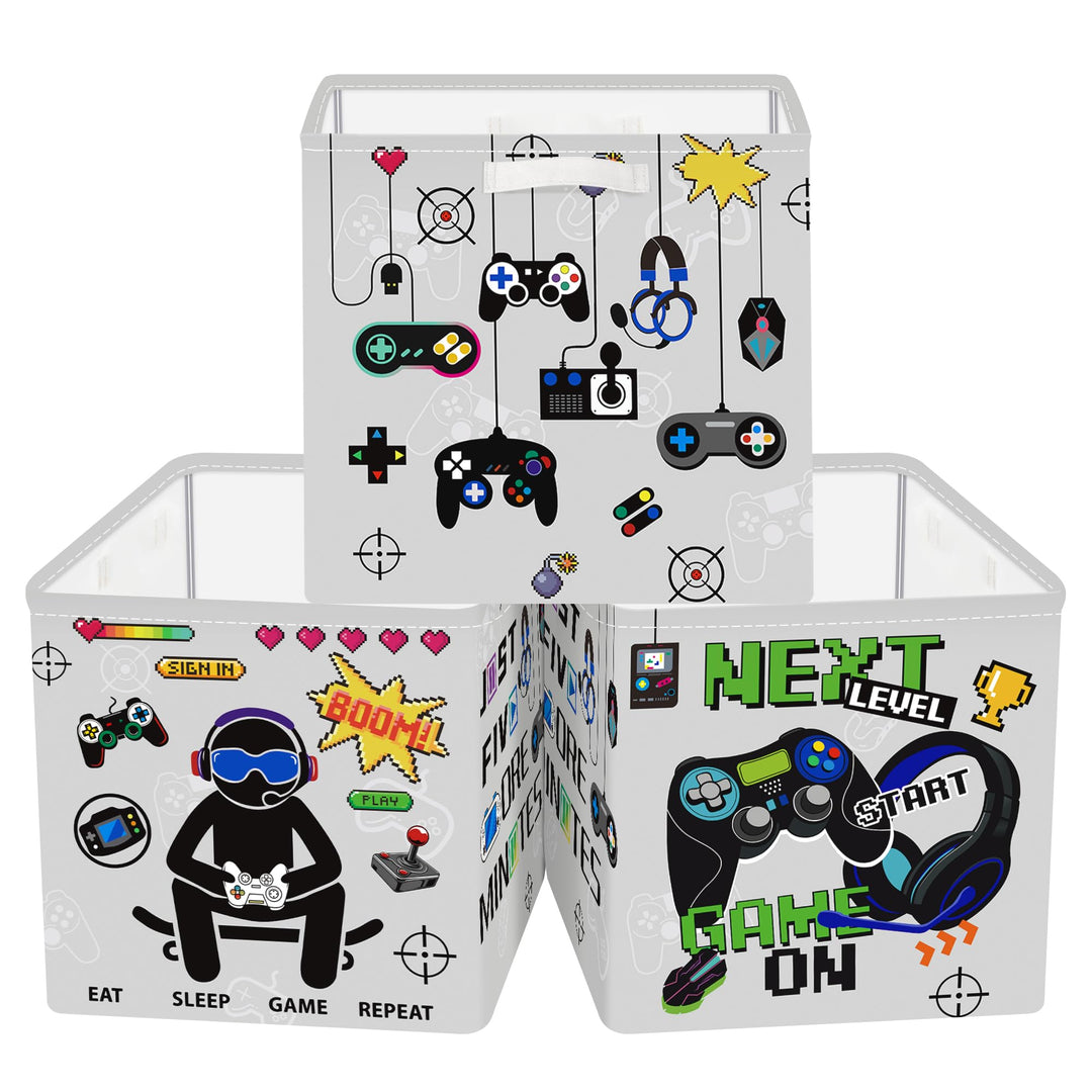 Clastyle 3 Stück Controller Aufbewahrungsbox Stoff für Kallax Faltbar Aufbewahrungskorb Klein Schran
