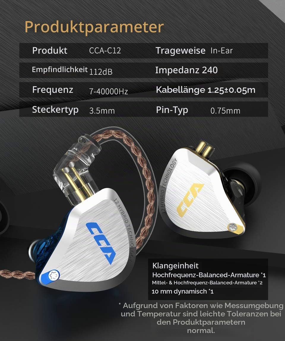 CCA C12 5BA 1DD Stereo Bass Kopfhörer In Ear Kopfhörer mit Kabel Noise Cancelling Sport Earbuds Head