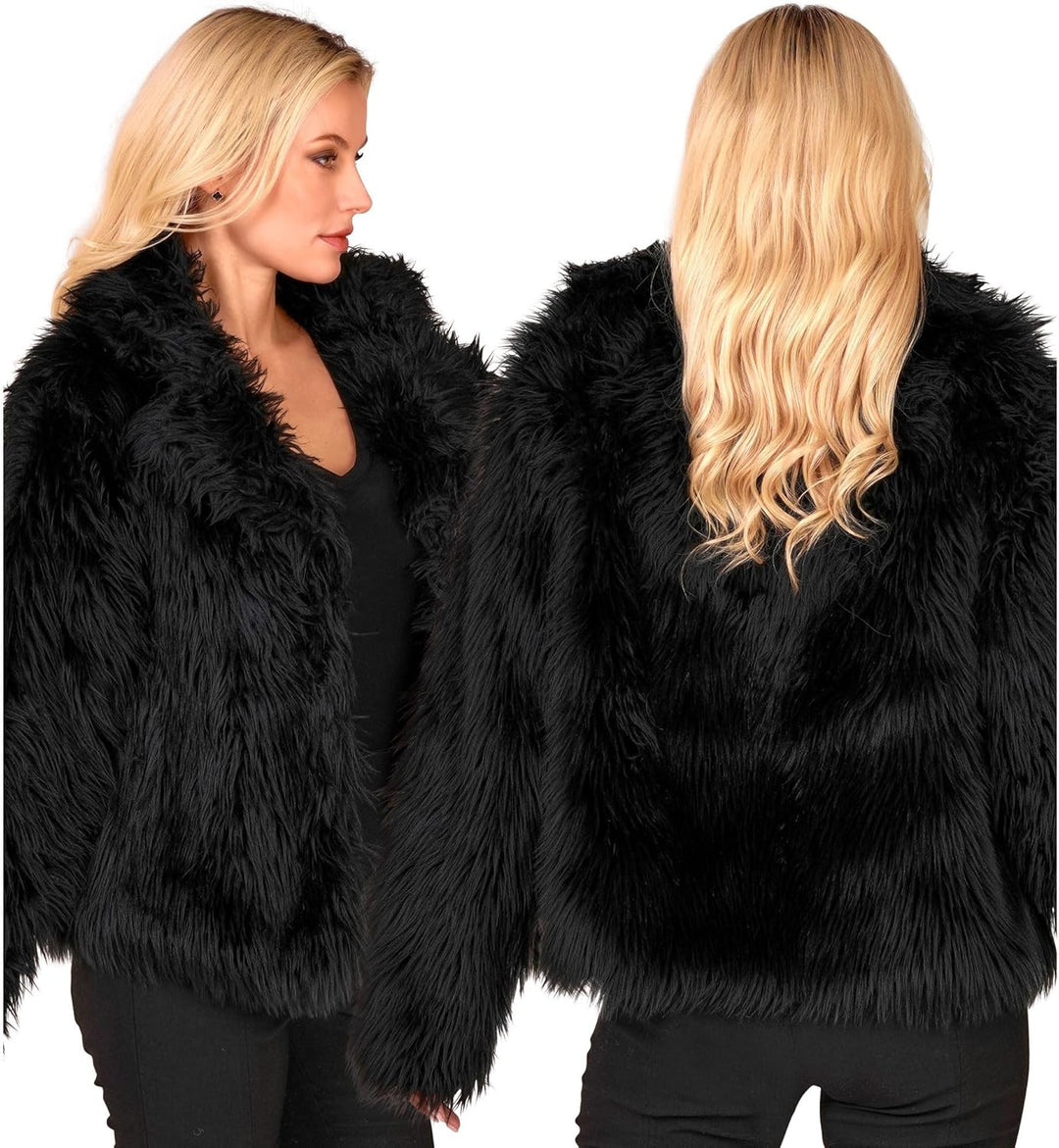 W WIDMANN MILANO Party Fashion - Damen Kunstfell-Jacke, flauschiger Pelz, Plüschjacke, Kostüm, Party