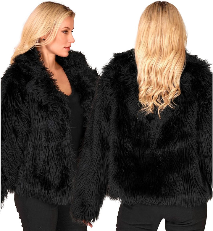W WIDMANN MILANO Party Fashion - Damen Kunstfell-Jacke, flauschiger Pelz, Plüschjacke, Kostüm, Party