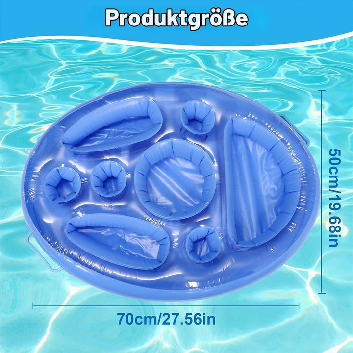 Aufblasbarer Poolbar 2 in1 Getränke und Snackhalter 8 Löcher Pool Schwimmender Getränkehalter Party