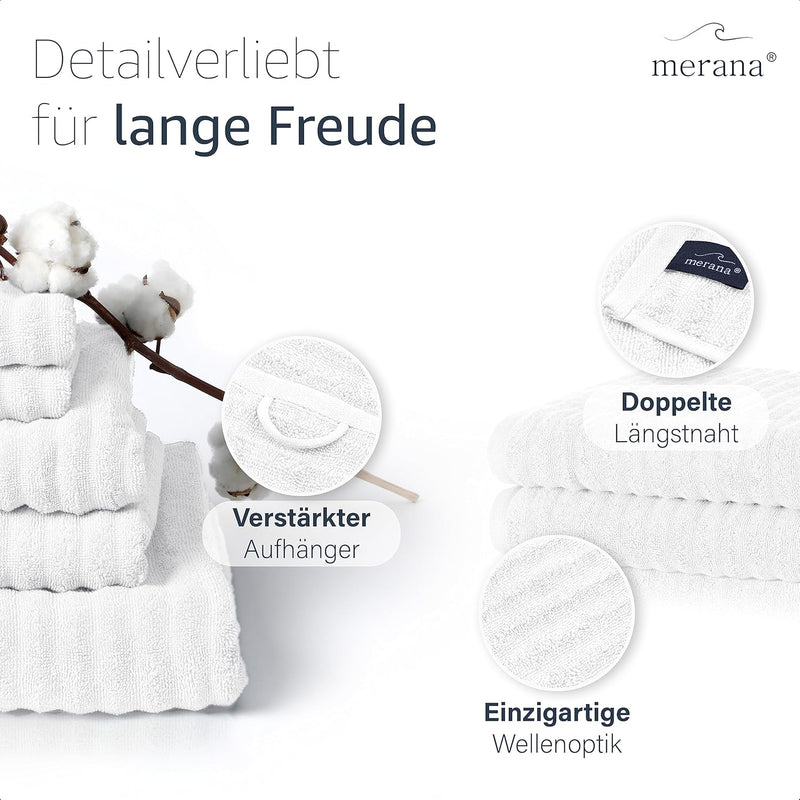 Merana Oslo Luxus Handtuch Set - 4X Handtuch und 2X Duschtuch - Schnelltrocknende Handtücher aus 100