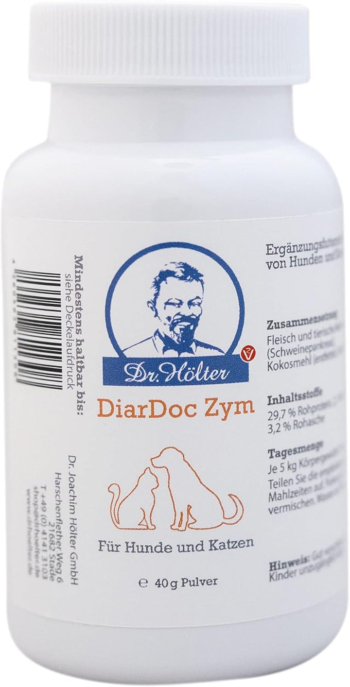 DiarDoc Zym von Dr. Hölter - Pankreasenzyme, Verdauungsenzyme für Hunde bei Darmprobleme und bei Fut