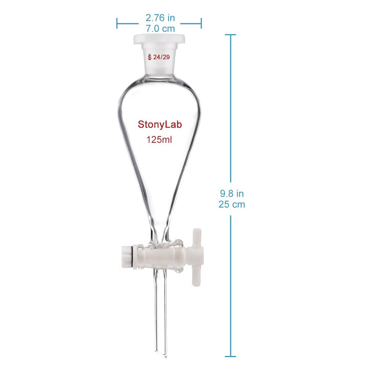 stonylab Scheidetrichter Glas, Borosilikatglas 125 ml Scheidetrichter Heavy Wall Conical Separatory