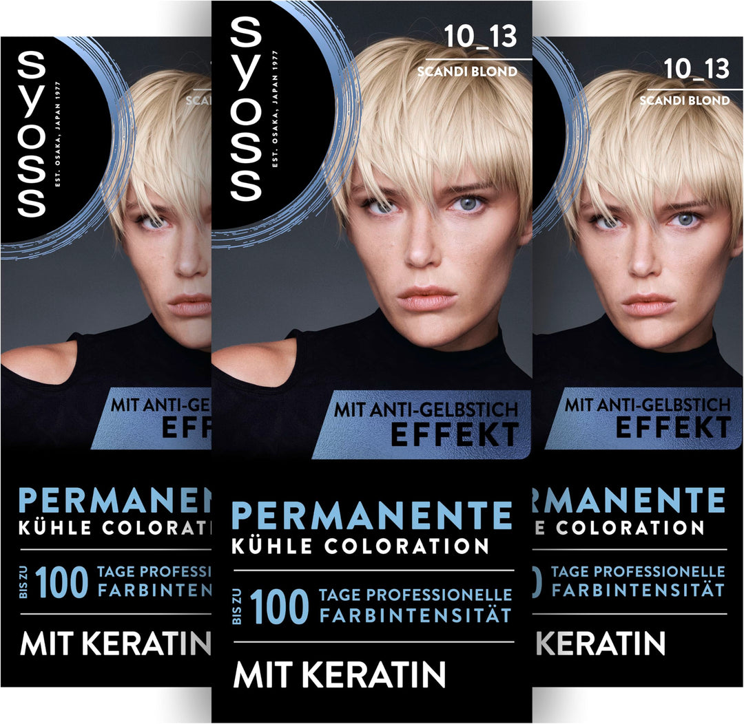 SYOSS Coloration 10_13 Scandi Blond (3 x 115 ml), permanente Coloration mit Keratin verleiht einen k