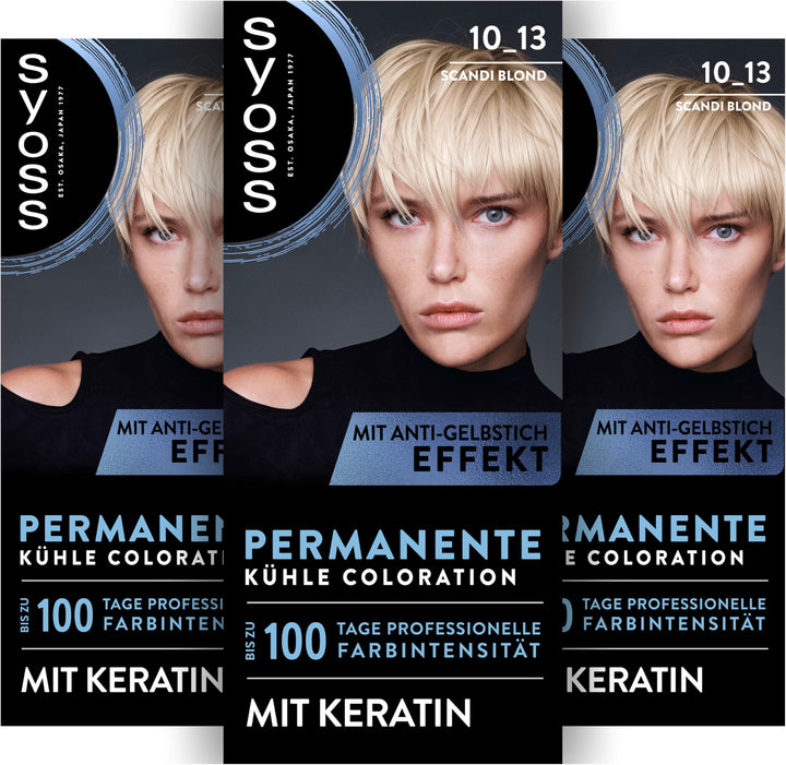 SYOSS Coloration 10_13 Scandi Blond (3 x 115 ml), permanente Coloration mit Keratin verleiht einen k