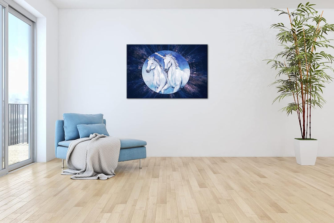 deyoli glorreiche Einhorner Format: 80x60 als Leinwandbild, Motiv fertig gerahmt auf Echtholzrahmen,