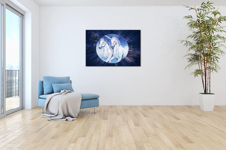 deyoli glorreiche Einhorner Format: 80x60 als Leinwandbild, Motiv fertig gerahmt auf Echtholzrahmen,