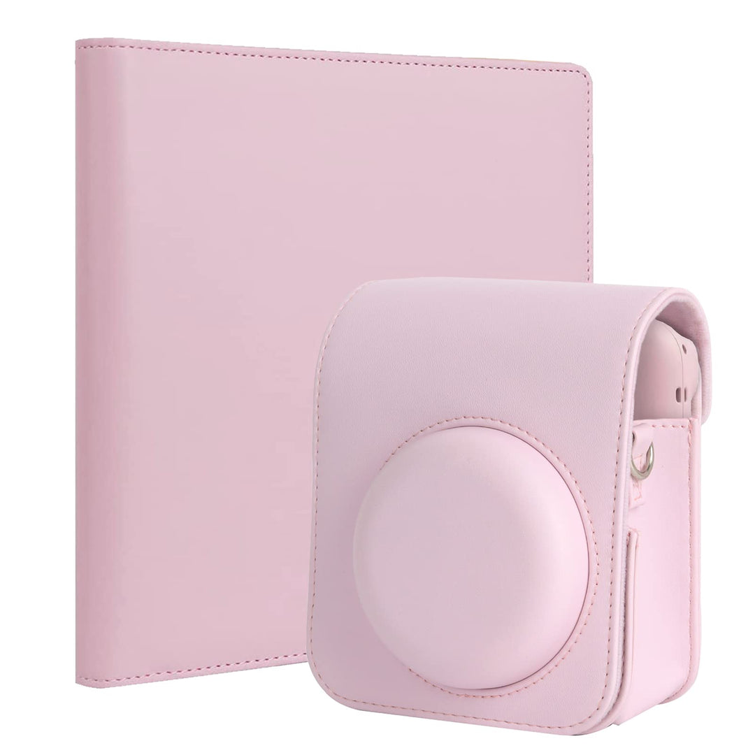 Crefotu Tasche Hülle mit 256 Taschen Fotoalbum für für Fujifilm Instax Mini 12 Sofortbildkamera (Ros