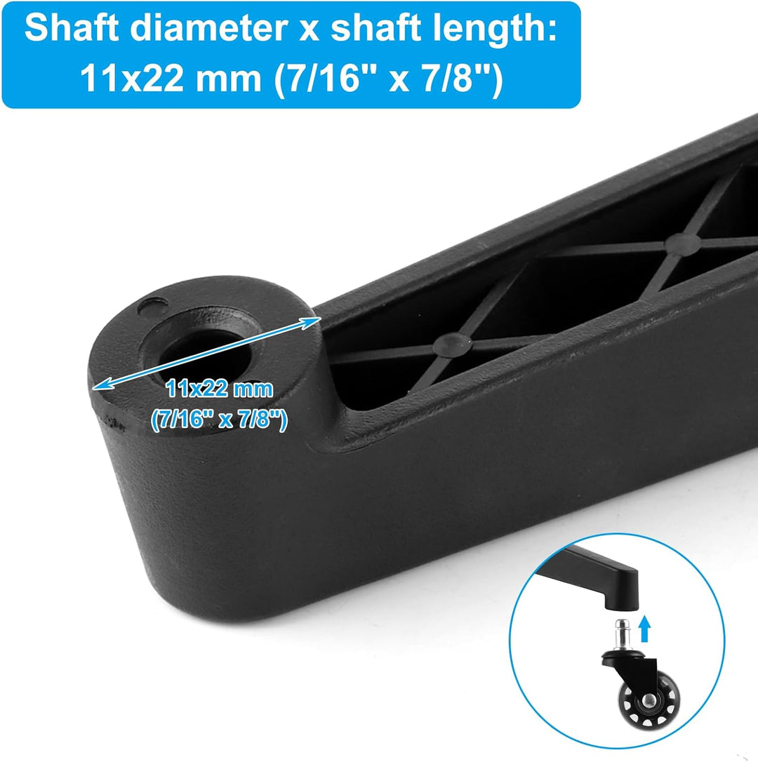 SHUESS Stabiles Bürostuhl Fusskreuz 70cm für Gasdruckfeder 50mm mit Rollen 11x22mm Schwarz Fünfeckig