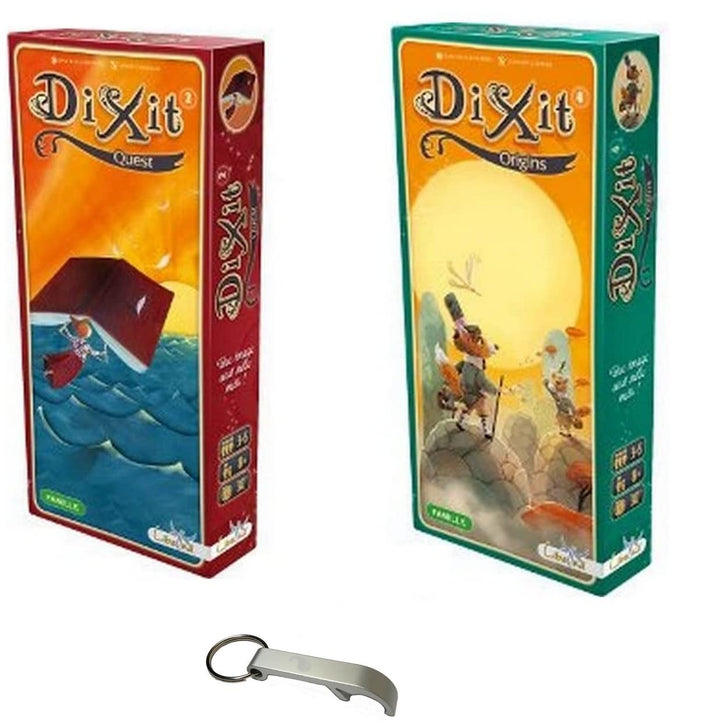 Set mit 2 Erweiterungen Dixit: Origins + Quest + 1 Decap Blumie