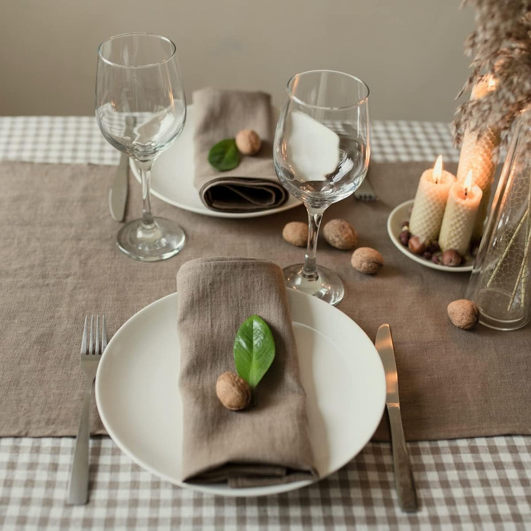 Linen & Cotton Hochwertige 4 x Stoffservietten/Servietten Stoff/Leinenservietten Hygge - 100% Leinen