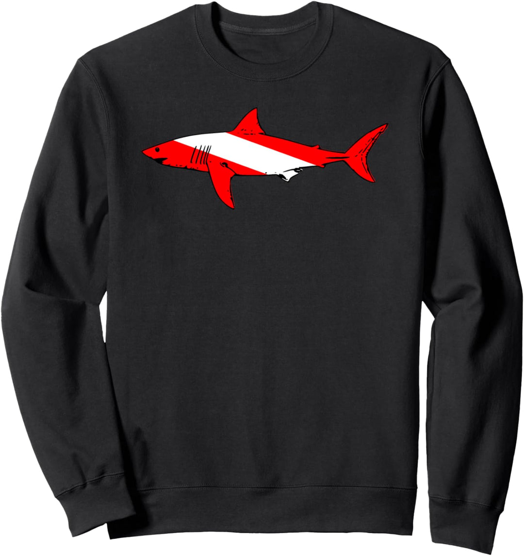 DIVE Shark Diver Down Flag Scuba Diving Vintage Grafik Sweatshirt