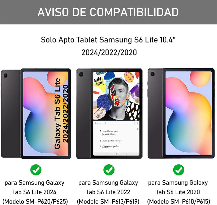 Schutzhülle mit spanischer Tastatur Ñ für Samsung Galaxy Tab S6 Lite, dünne Hülle mit Stifthalter, m