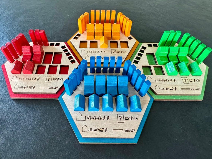 Spielsteinhalter für Spielfiguren von Brettspielen aus Holz inkl. Erweiterung 4-Spieler, 4-Spieler