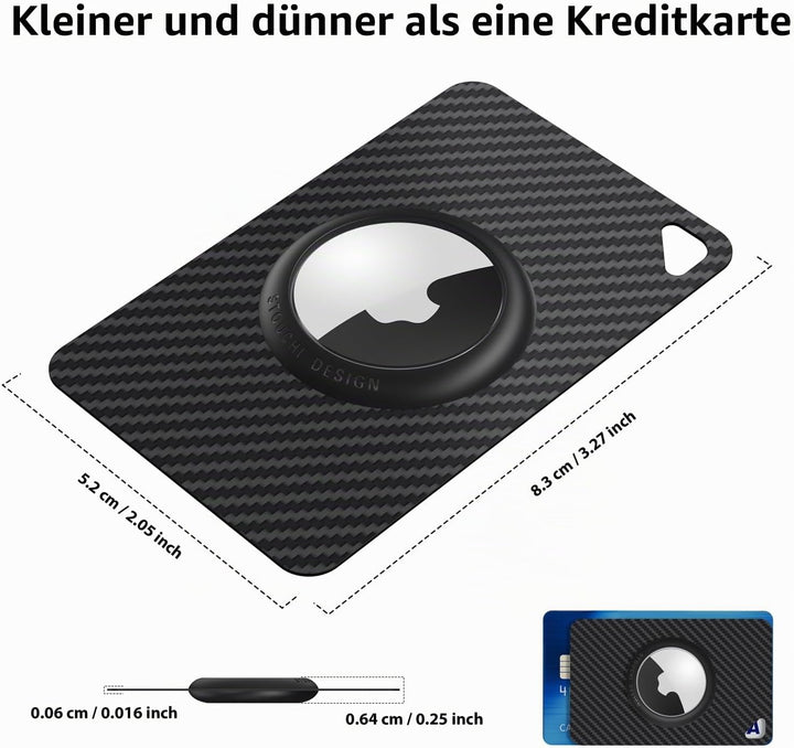 Stouchi 3Pack AirTag Karte für Geldbörse, Kohlefaser Air Tag Kartenhalter in Kreditkartengrösse, 6g