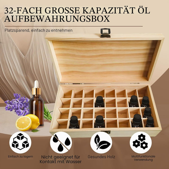 RoseFlower 32 Löcher Ätherisches Öl Aufbewahrungsbox Duftöle Display Ständer Behälter, Essential Oil