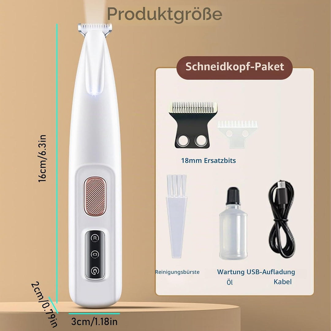 JIMACRO Pfotentrimmer für Hunde, Pfotentrimmer mit LED Licht Wasserdicht Hundeschermaschine Leise fü