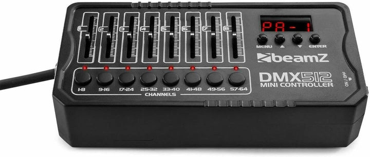 BeamZ DMX-512MINI - DMX Controller, Akku Lichtmischpult, 64 Kanäle, 8 Stunden Akkulaufzeit, mobiler