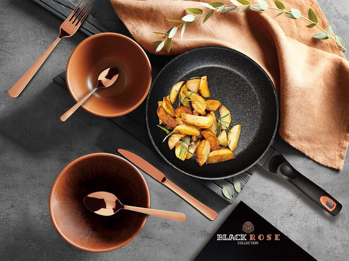 Cristalray Berlinger Haus BH/6158F 3er-Set geschmiedete Aluminiumpfannen 20/24/28 cm, Rose Collectio