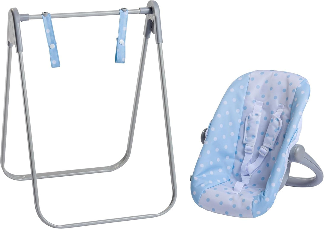 JC TOYS - 2-in-1 Hängematte und Stuhl mit Mehreren Positionen, abnehmbar für Puppen bis 45 cm, blau