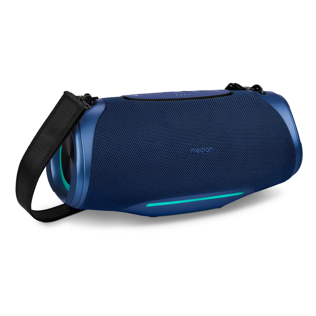 MEDION P61762 tragbarer Bluetooth Lautsprecher (Akku, Bass Boost, Musikbox, RGB Lichteffekte, IPX7 W