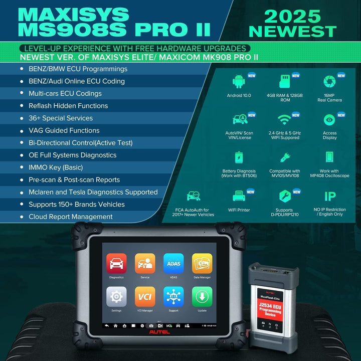 Autel MaxiSYS MS908S PRO II: 2025 J2534 ECU Programmierung Kodierung Anpassung, Level-Up von MS908S