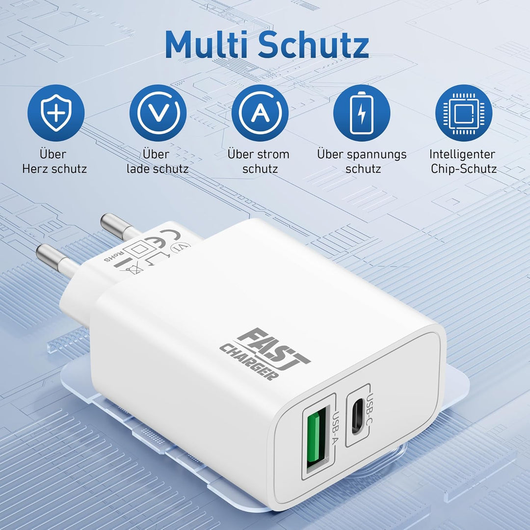 30W 2-Port Schnellladegerät Ladekabel für iPhone 14 13 12 11 Pro Max Plus Mini, iPhone XS XR X SE 8