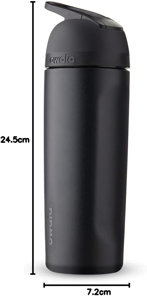 Owala Flip Isolierte Edelstahl Trinkflasche mit eingebautem Strohhalm, 560ml, Very, very dark Very,