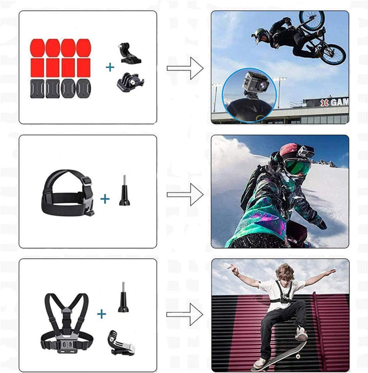 DIKER Action Kamera Zubehör Set Bundle, Zubehör Kit für Gopro Hero 12 11 10 9 8 7