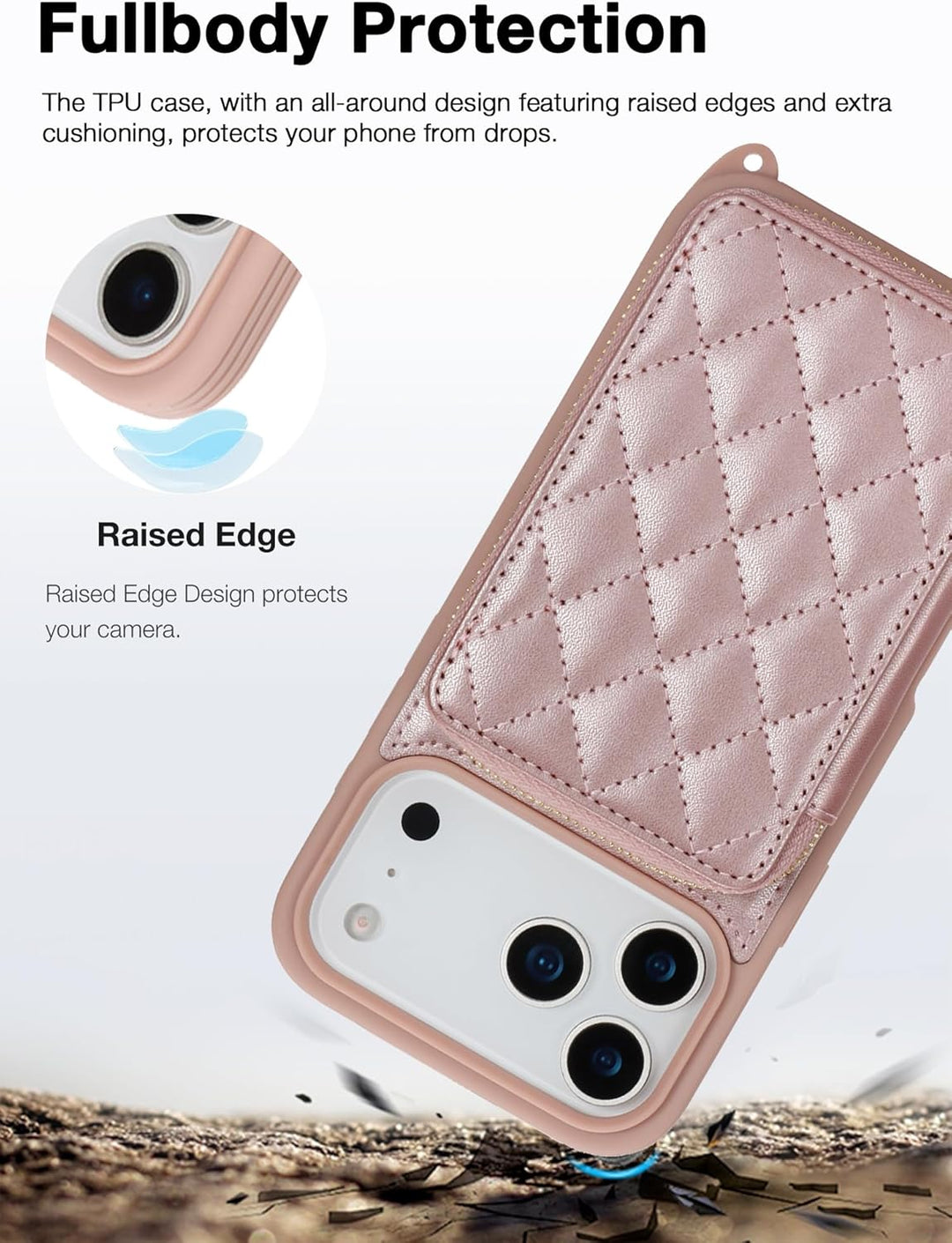ELTEKER Handyhülle für iPhone 17 Pro Hülle mit Band Verstellbarem Schultergurt, Reissverschluss Geld