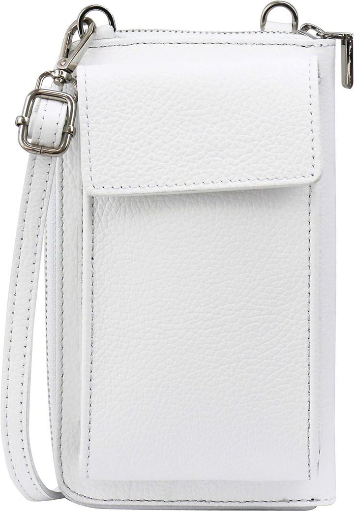 SH Leder Damen Handytasche Umhängetasche Geldbörse Multifunktion Beutel aus Echtleder Verstellbar Sc