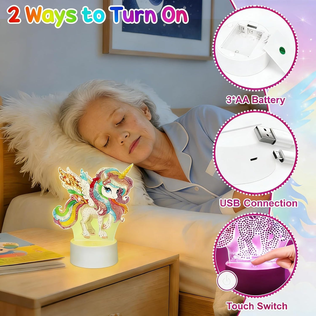 Zoyomax Diamond Painting Nachtlicht, Basteln für Erwachsene, 3D Kreative Diamond Painting Lampe Einh