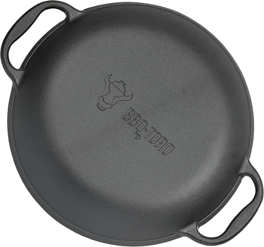 BBQ-Toro traditionelle Paella Pfanne für 6 Personen | Ø 36 cm | Gusseisen Grillpfanne mit Griffen |