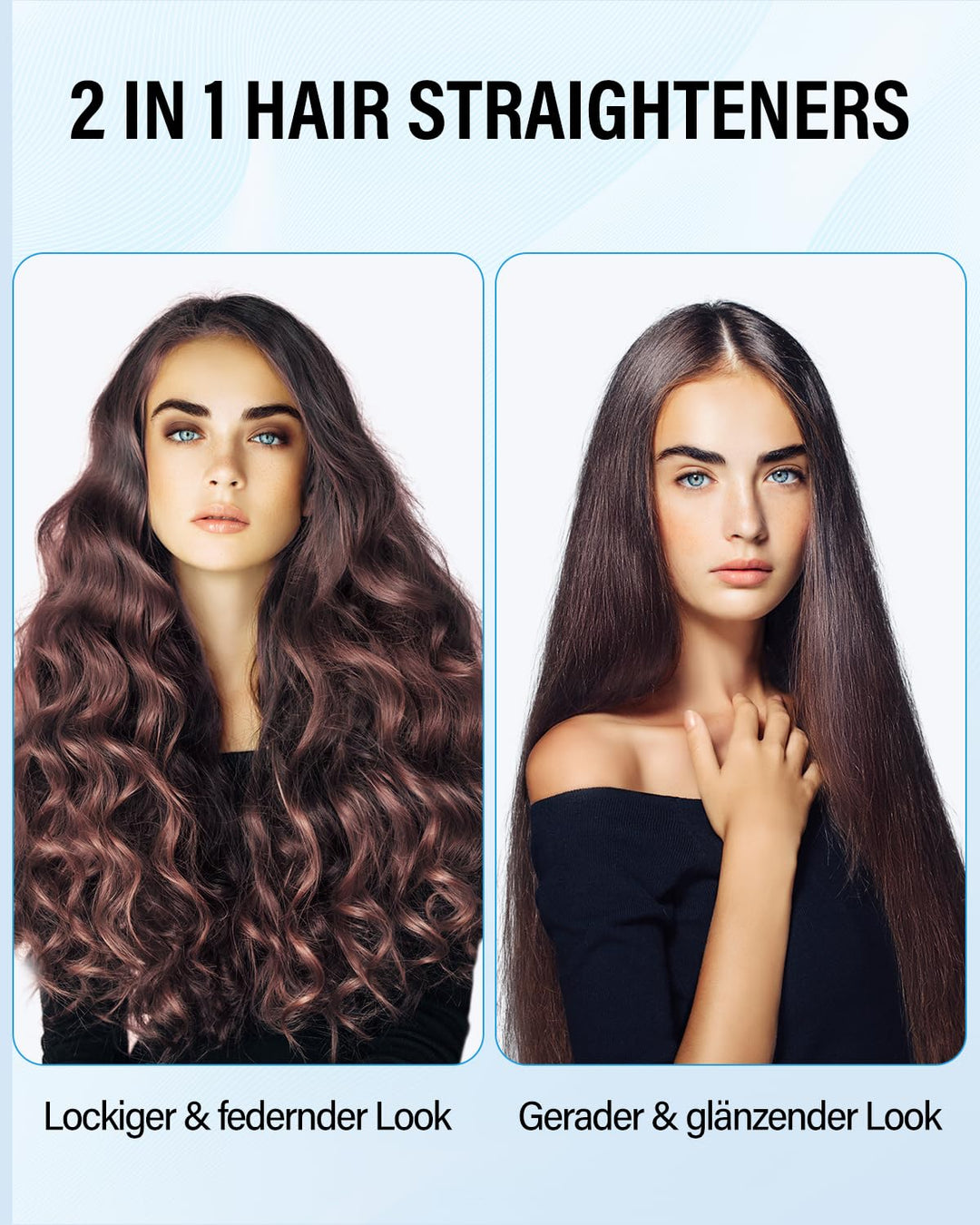 BESTOPE MIX Glätteisen Locken und Glätten 2-In-1, Rosa und Schwarz, Rosa und Schwarz