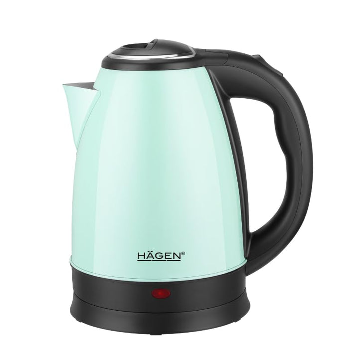 Hagen, Kompakter elektrischer Wasserkocher aus Edelstahl, Elegantes Design, 360° Basis, Kapazität 1,
