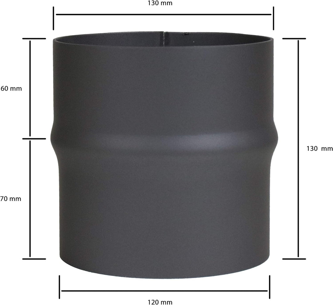 LANZZAS Rauchrohr Erweiterung von Ø 120 mm auf Ø 130 mm - Farbe: schwarz-metallic -