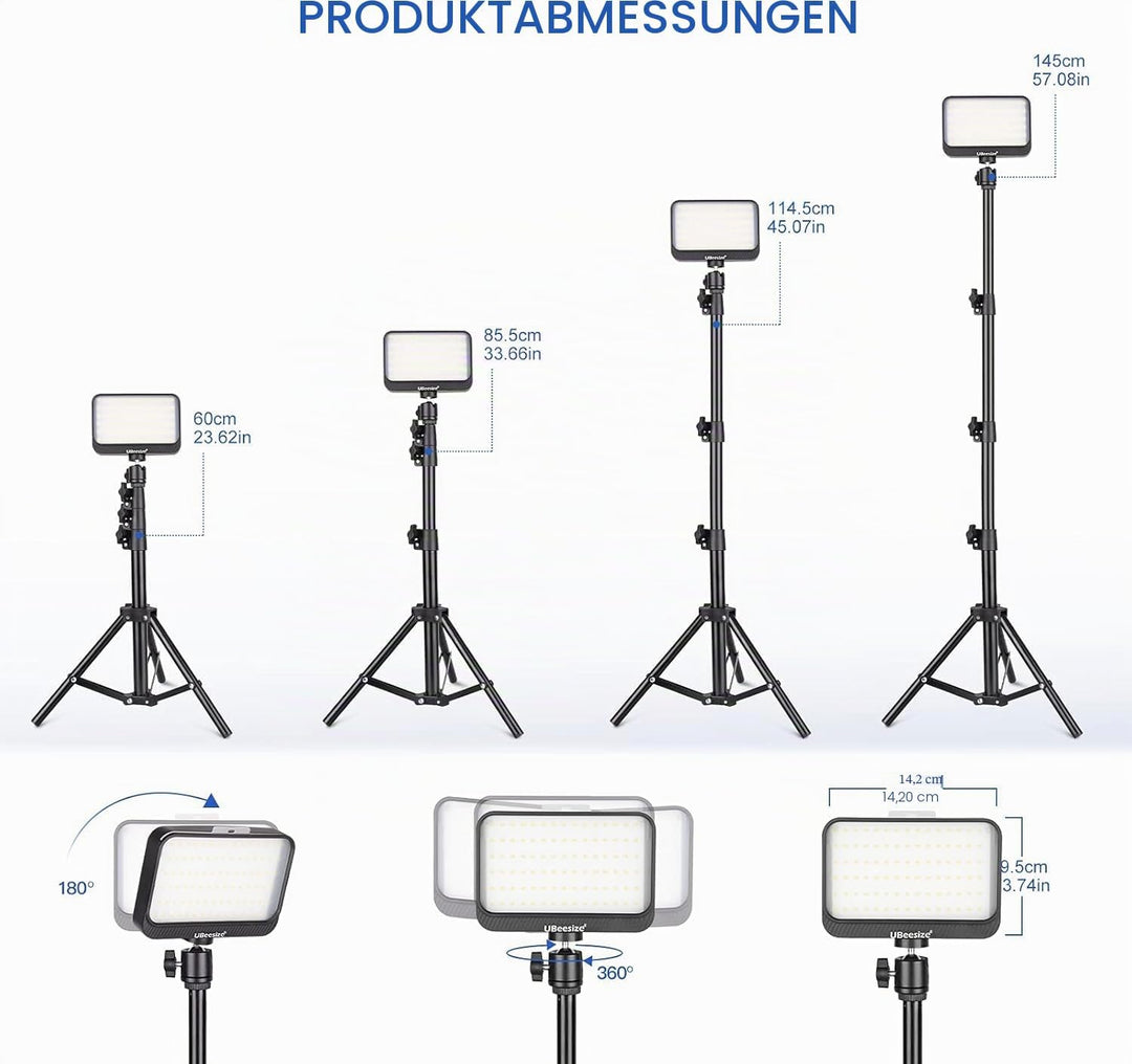 UBeesize 2Pack LED Videolicht Dimmbares Kamera Licht mit Einstellbar Stativ Ständer und Farbfilter f