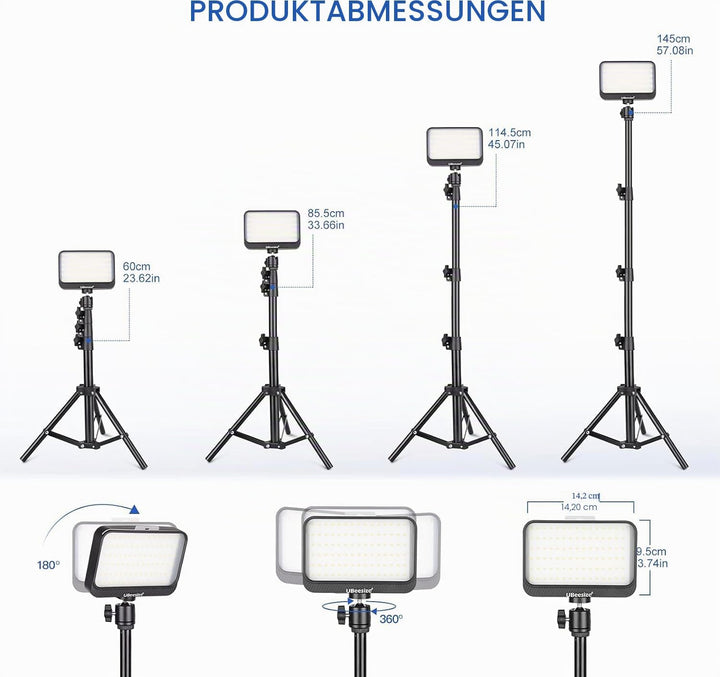 UBeesize 2Pack LED Videolicht Dimmbares Kamera Licht mit Einstellbar Stativ Ständer und Farbfilter f