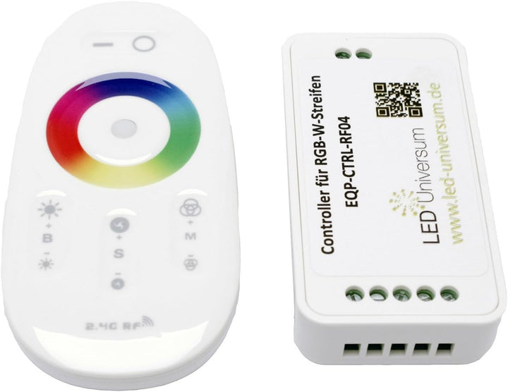 Funkfernbedienung mit Controller für RGB-W LED Streifen | 2,4 GHz | 12-24V | max. 24A | Codiert