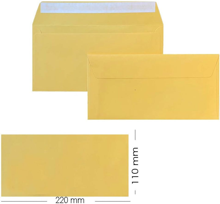 DIN lang Briefumschläge, 110x220mm, 120g, gerade Lasche mit Haftklebung, ideal für Geburtstag, Weihn